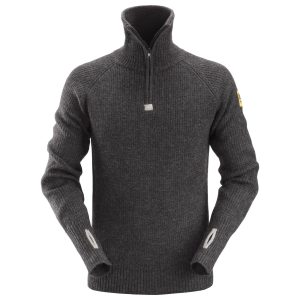 Svetr vlněný s ½ zipem tmavě
